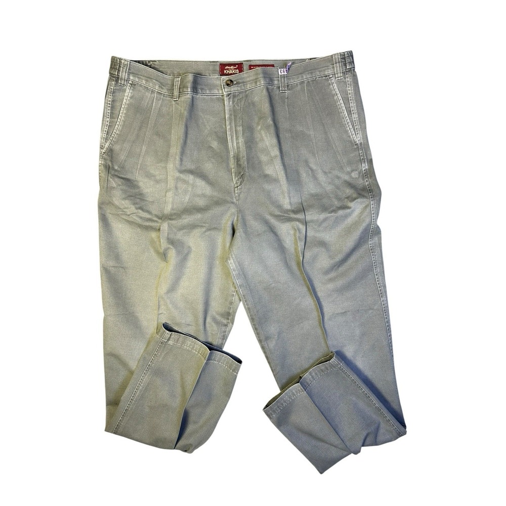 Eddie Bauer Mens 44x34 Relaxed Fit Everyday Pleated Front Khaki Pants